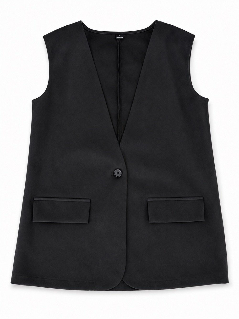 Sleeveless Black Tailored Vest Jacket
